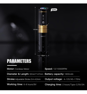 Maszynka do tatuażu Pen Mast Flip 3 Wireless Bezprzewodowa regulowany skok